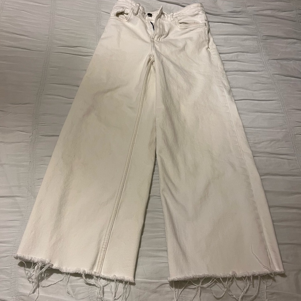 Women's H&M White Wide-Leg Jeans